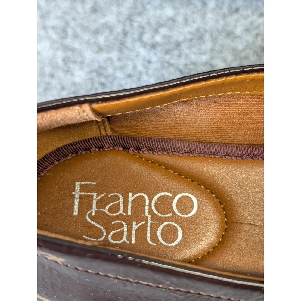 Franco Sarto High Shine Brown Balin Lug Sole Loafers Women's 5 M EUC